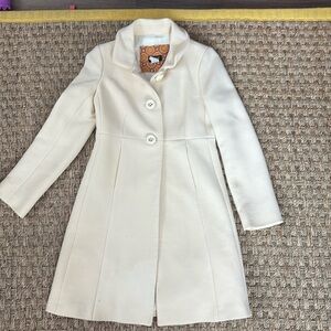 J. Crew Wool Coat Long Cream 3 Button Classic 0